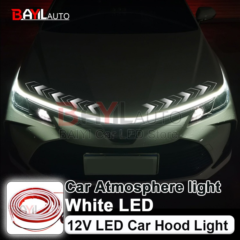 Lighting Bolt Decor - Striscia luminosa bianca per cofano auto