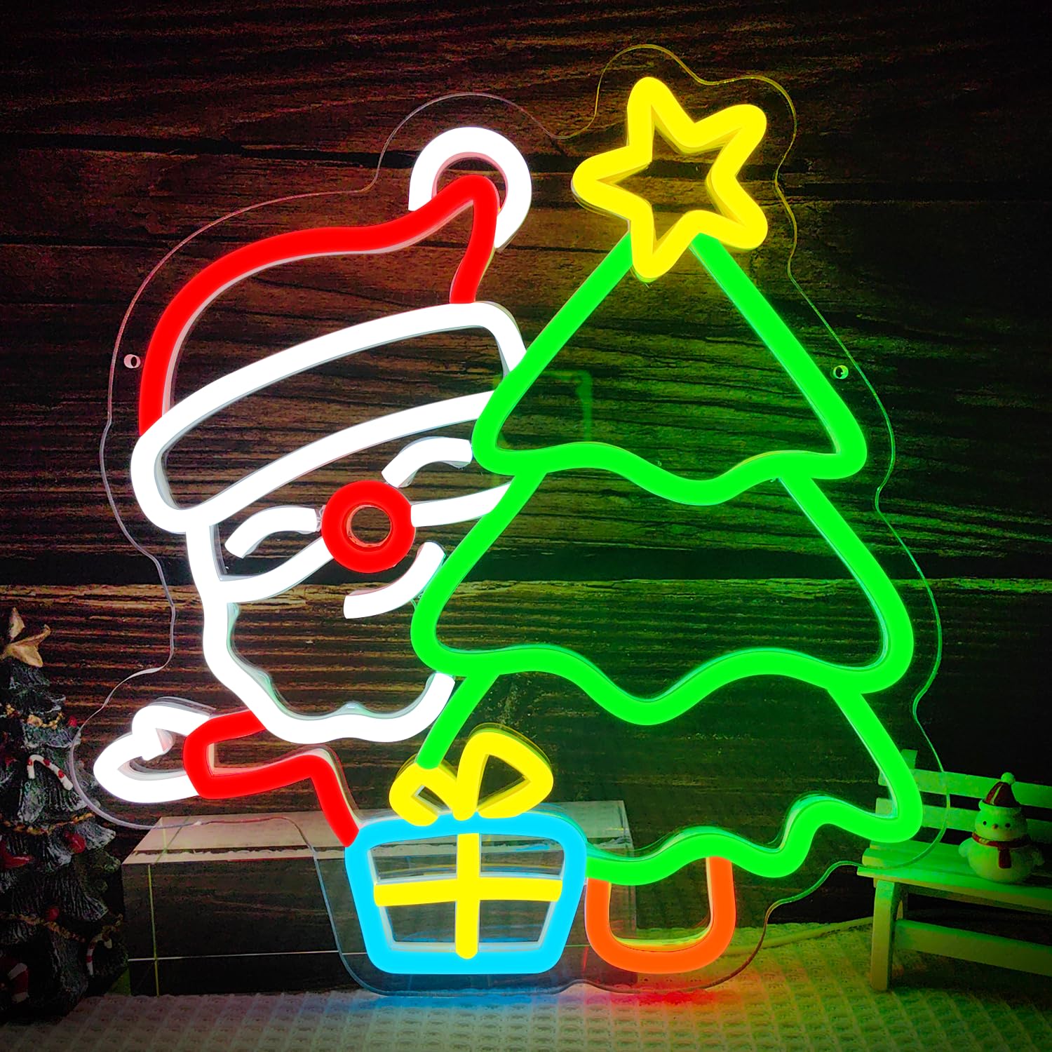 Wall Decor Lighting Tree - Insegna al neon di Babbo Natale
