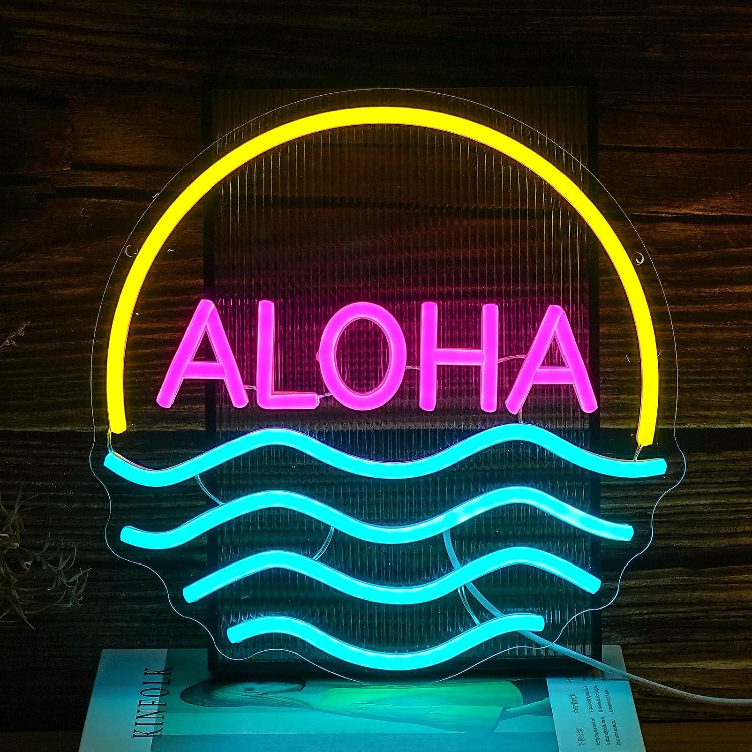 Lighting Decor Rentals - Insegna al neon Aloha Sunset Wave,