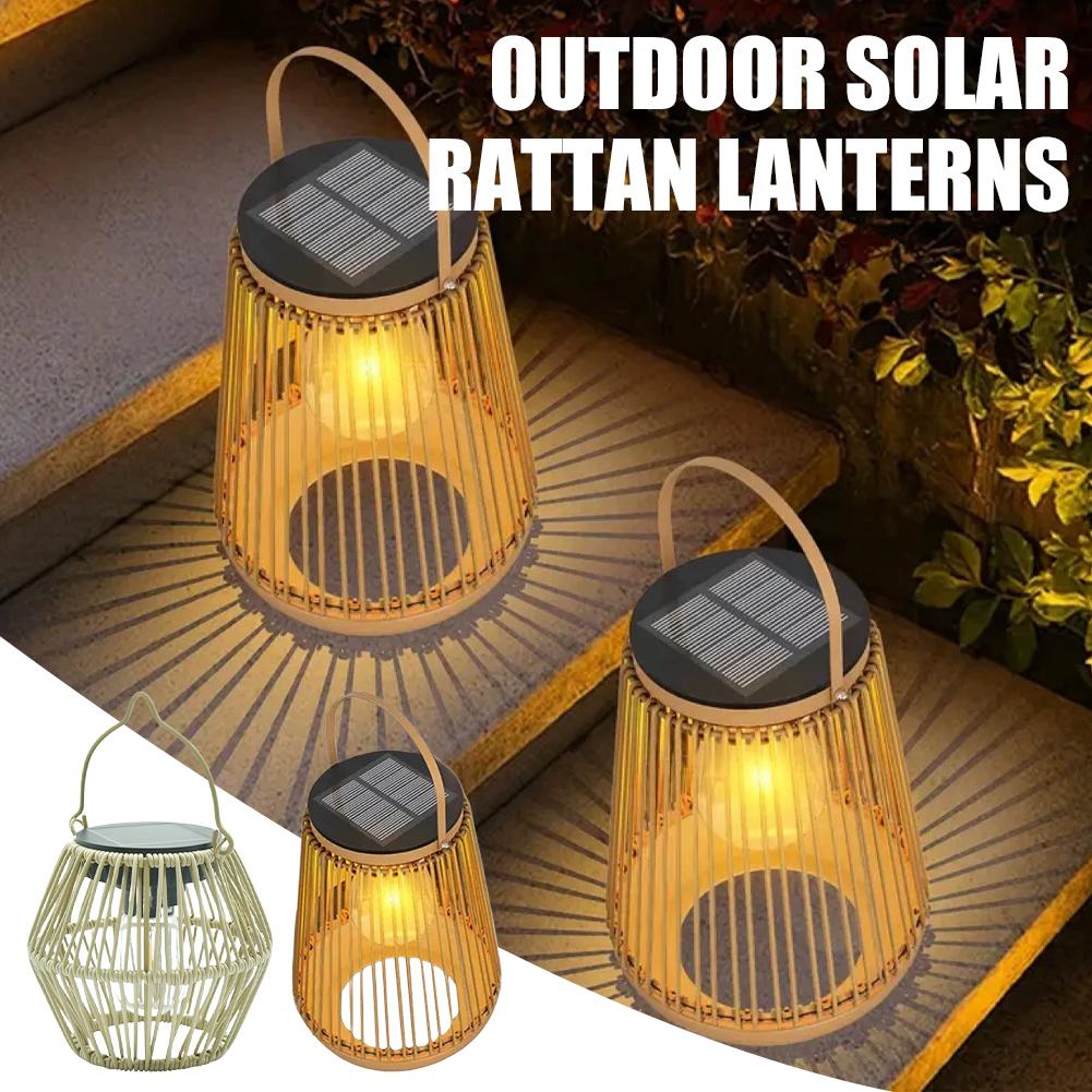 Decor Lighting Table Lamps - Lanterna Solare in Rattan IP65 Impermeabile,