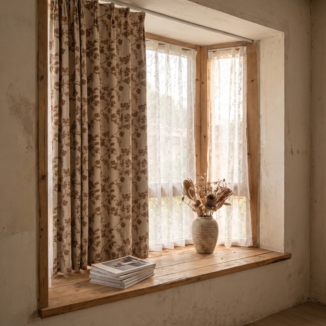 Lighting Decor Rentals - Tenda Spessa con Motivo Botanico Beige