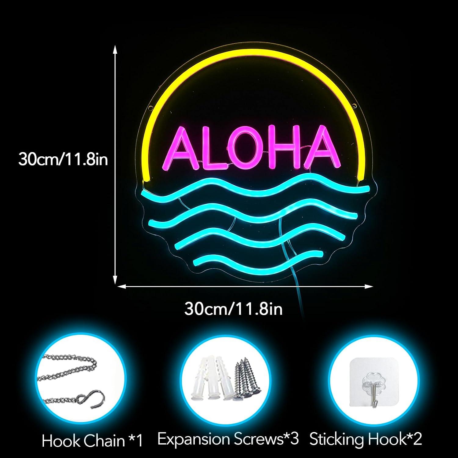 Insegna al neon Aloha Sunset W - Lighting Decor Rentals recensione e prezzo