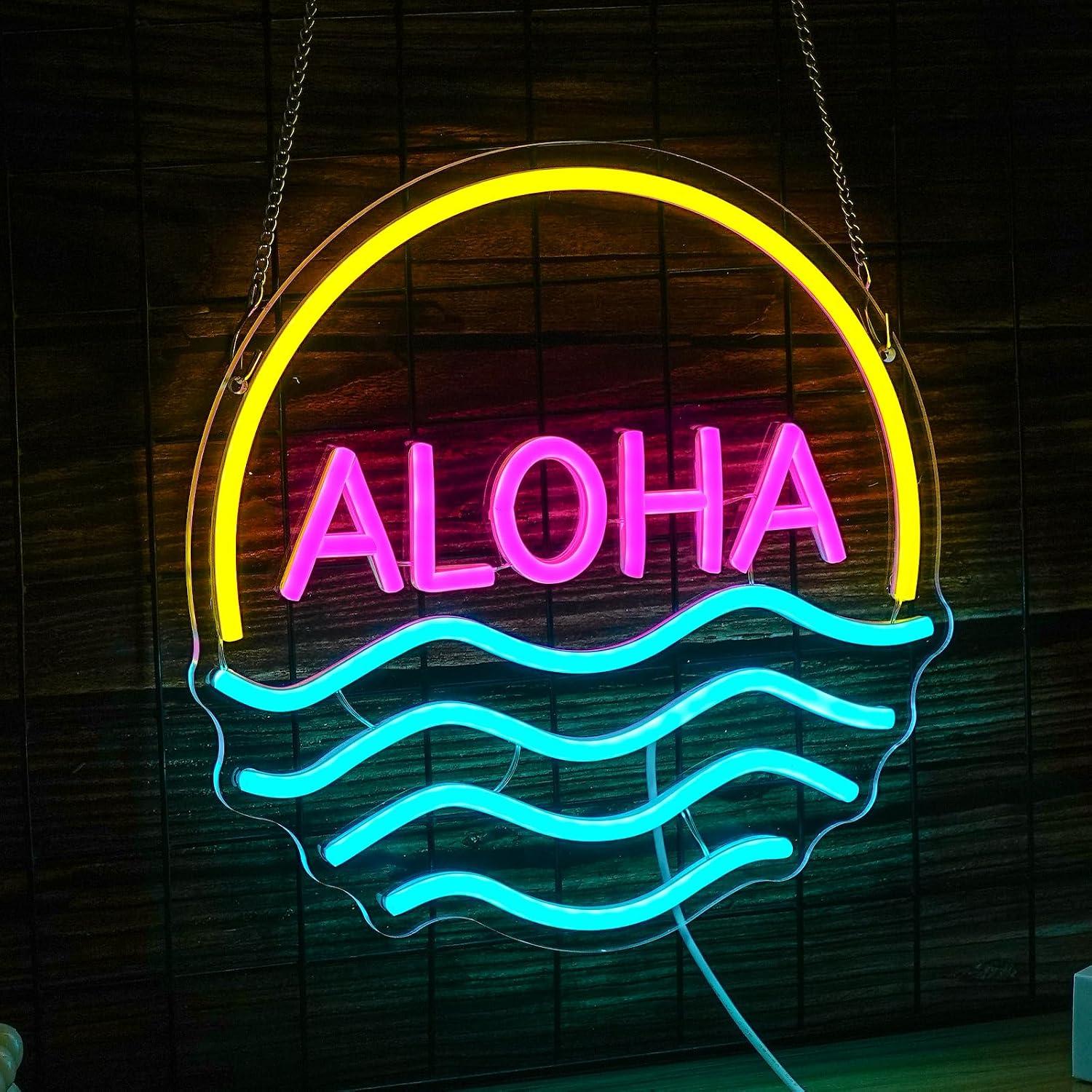 Insegna al neon Aloha Sunset W - Lighting Decor Rentals recensione e prezzo