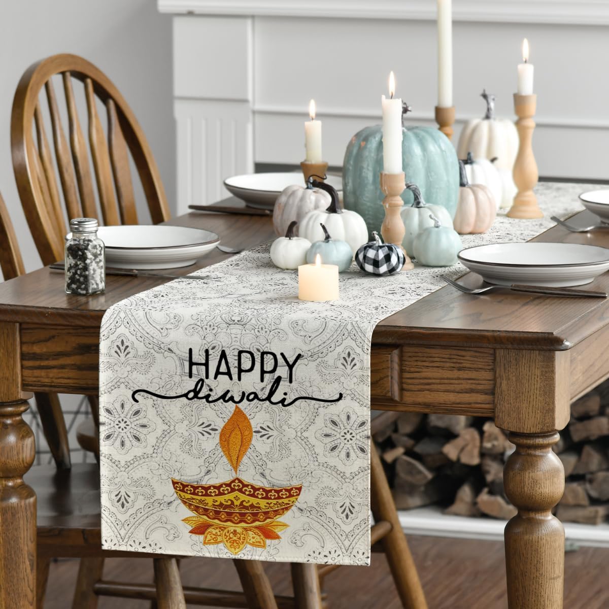 Runner da Tavola in Lino per i - Lighting Decoration For Diwali recensione e prezzo